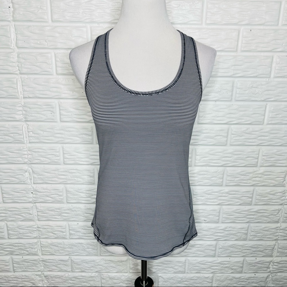 ATHLETA Striped Racerback Tank Top Navy Blue White Size S